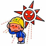 作業員の男性が熱中症にかかっているイラスト