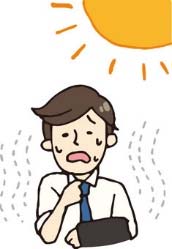 スーツ姿の男性が熱中症にかかっているイラスト