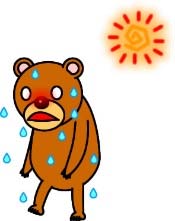 熊が熱中症にかかっているイラスト