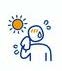 人が熱中症にかかっているアイコンイラスト